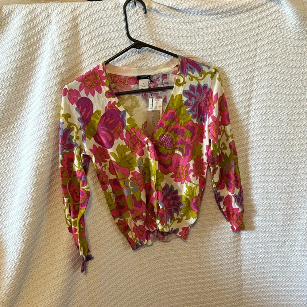 J crew women’s XS light sweater cardigan brand new floral print - Picture 1 of 5